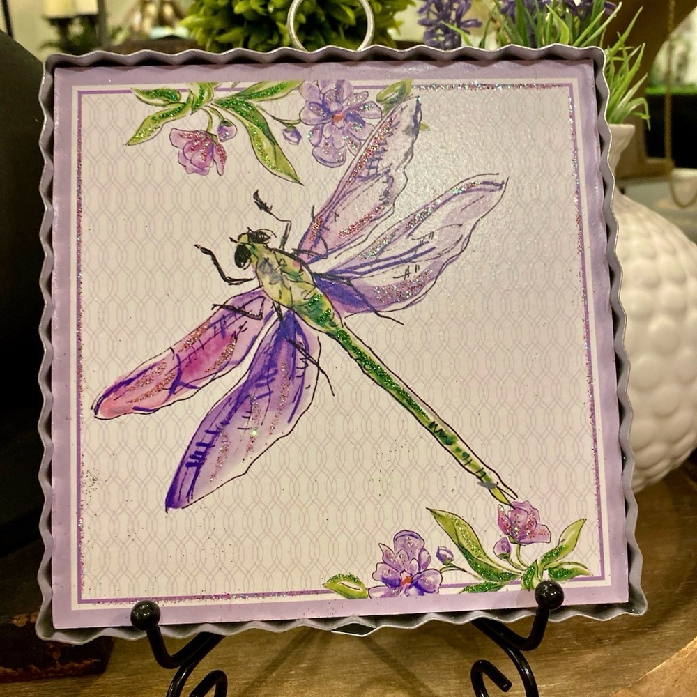 Dragonfly Lavender and White Mini Print